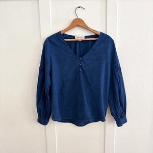 Amour Vert Tencil Denim-like Long Sleeve Blouse - Size XS